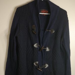 Navy Blue Patterned Cardigan
